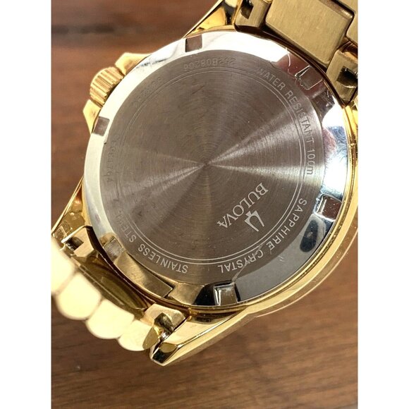 Bulova Women's Watch 98R294 Quartz Mother of Pearl White Dial Gold Crystals 32mm - Picture 6 of 14